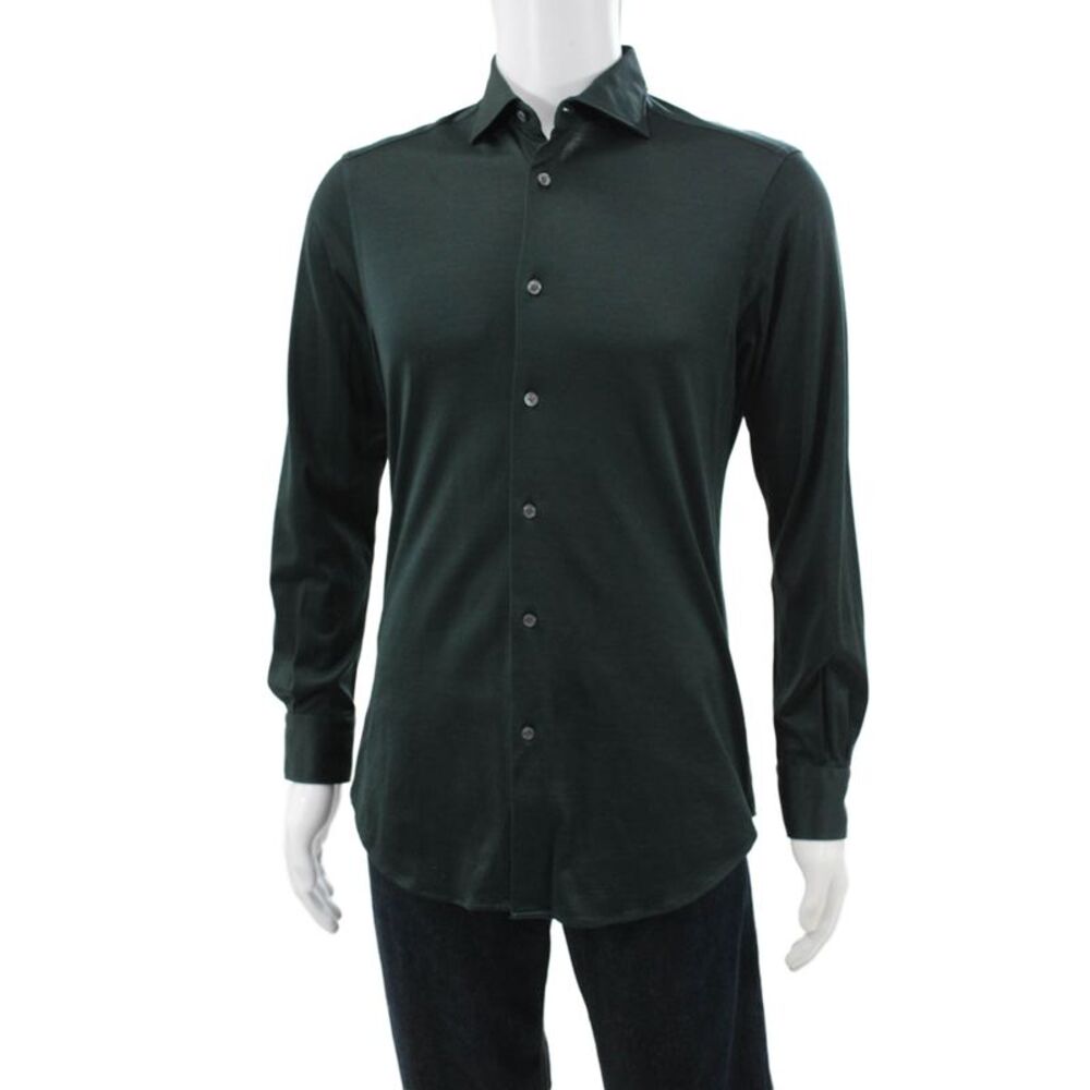 Pal Zileri Mens Cotton Collared Button Down Shirt Green Size 39